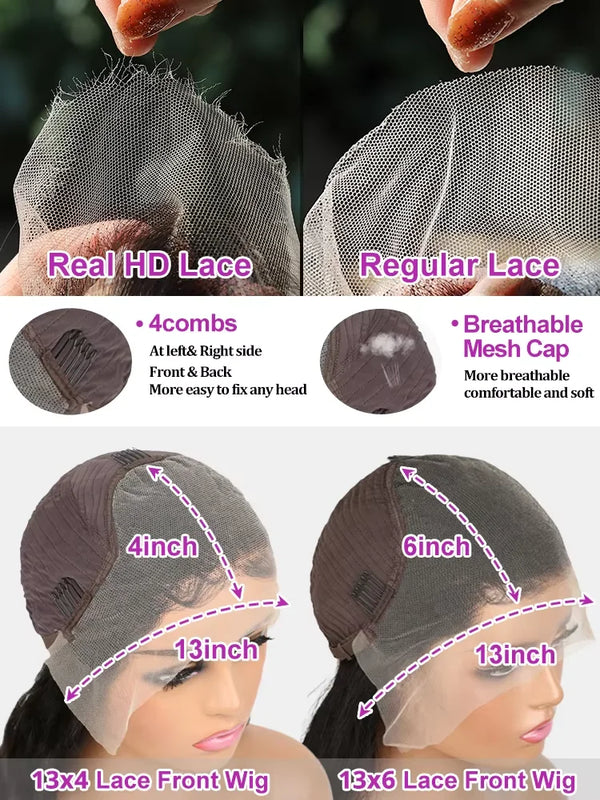 250% Density 30 inch 13x6 HD Lace Front Wigs Human Hair Women Straight 13x4 Frontal Wigs Women Brazilian Glueless Closure Wigs