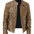 Business Style PU Leather Jacket Stand Collar Slim Fit Zipper Coat Multiple Colors Autumn New Arrival Fashion Urban Outerwear