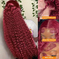 Deep Curly Wigs Human Hair 99J Burgundy 13x4 HD Transparent Lace Front Human Hair Wig Pre Plucked With Baby Hair 16-34 Inch Long
