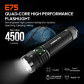 ACEBEAM E75 Quad - Core LED Flashlight USB C Rechargeable - View 2 | SAMAG