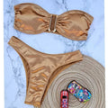 Summer Push Up Bandeau Swimsuit Straps Bikini Set Solid | SAMAG