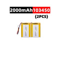 103450 3.7V 2000mAh Polymer Lithium Rechargeable Battery jst PH 2.0mm 2pin plug for Camera GPS navigator MP5 Bluetooth Headset