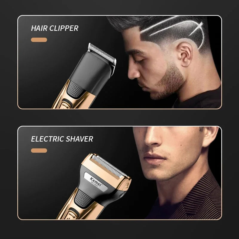 KEMEI 3IN1 GROOMING KIT ELECTRIC SHAVER FOR MEN BEARD HAIR TRIMMER BODY NOSE EAR SHAVING MACHINE FACE RAZOR RECHARGEABLE