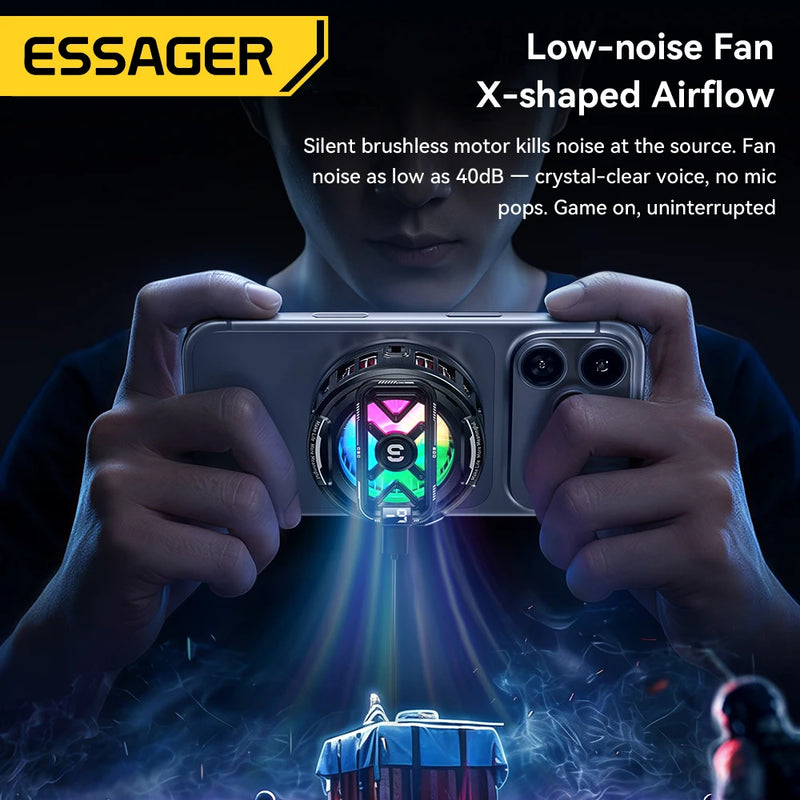 Essager Magnetic Back-Clip 2-in-1 Phone Cooler 3 Speed TEC Cooling RGB Digital display heat sink  Phone Cooler for iPhone Gaming