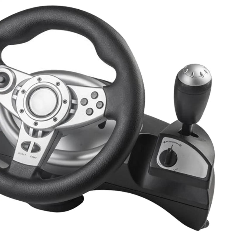 USB Car Racing Gaming Steering Wheel with Foot Brake Pedals Spring Loaded Feedback for PS4 PC Simulator
