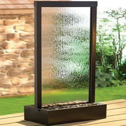 l Tempered Glass Led Mirror Waterfall Wall Fountain Water Bubble Fall Wall Indoor customized product