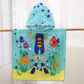 1 Cartoon Hooded Bathrobe Suitable for Boys and Girls, Can Be Unfolded into a Flat Blanket, Polyester Fiber Bath Towel, Children's Small Cape, Water-Absorbent Quick-Dry Beach Towel, Cute Cartoon Swimming Bathrobe for Babies,