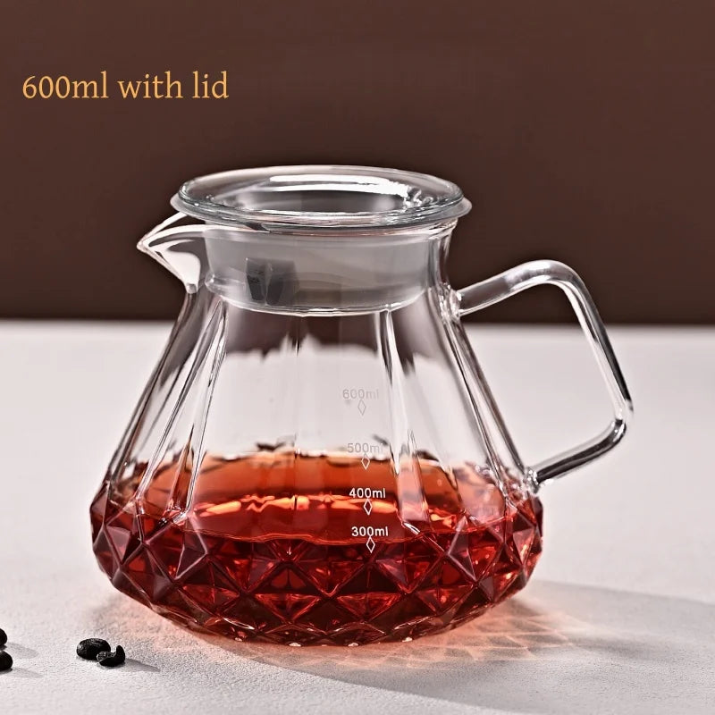 JUSTINLAU Hand Drip Coffee Pot Set High Borosilicate Glass Coffee Brewing Pot Espresso Filter Cups Household Coffee Accessories
