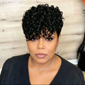 8 Inches Pixie Cut Wigs for Women Short Layered Human Hair Wigs with Bangs Full Machine Made Wig