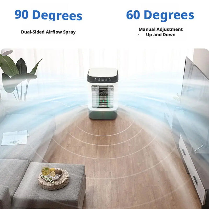 Portable Evaporative Air Cooler, USB Desktop Mist Cooling Fan with LED Light, 3-in-1 Personal Air Conditioner Fan with Ice Tray