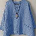 Casual Loose Women Blouse ZANZEA Summer Round Neck Shirt - View 6 | SAMAG
