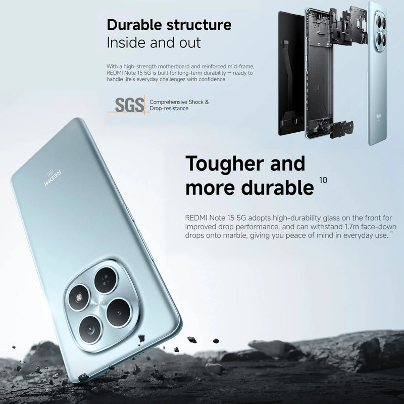 Xiaomi Redmi Note 15 5G, 8+256GB Global Version, Snapdragon® 6 Gen 3 Mobile Platform 6.77" 120Hz Display 108MP Camera 5520mAh 45W