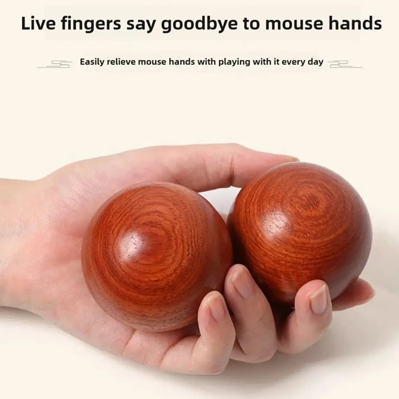 2Pcs Chinese Style Wooden Baoding Balls Massage Antique Stress Ball Hand Exercise Massage Balls Desktop Use
