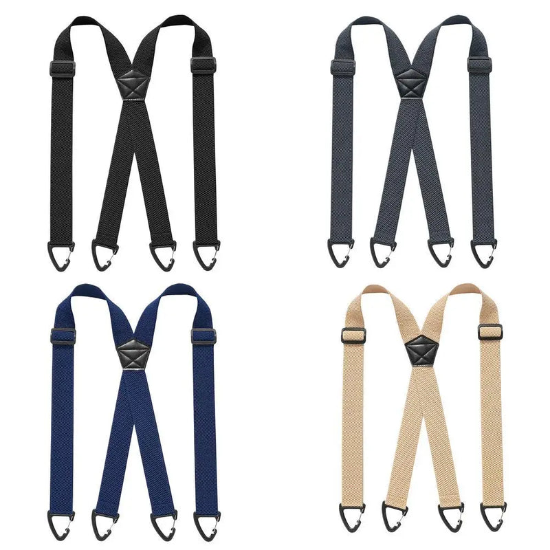 Heavy Duty Work Suspenders Adjustable X Shape Tactical Tool Belt Strap Men Elastic Wide Pant Clamps Cargo Clip