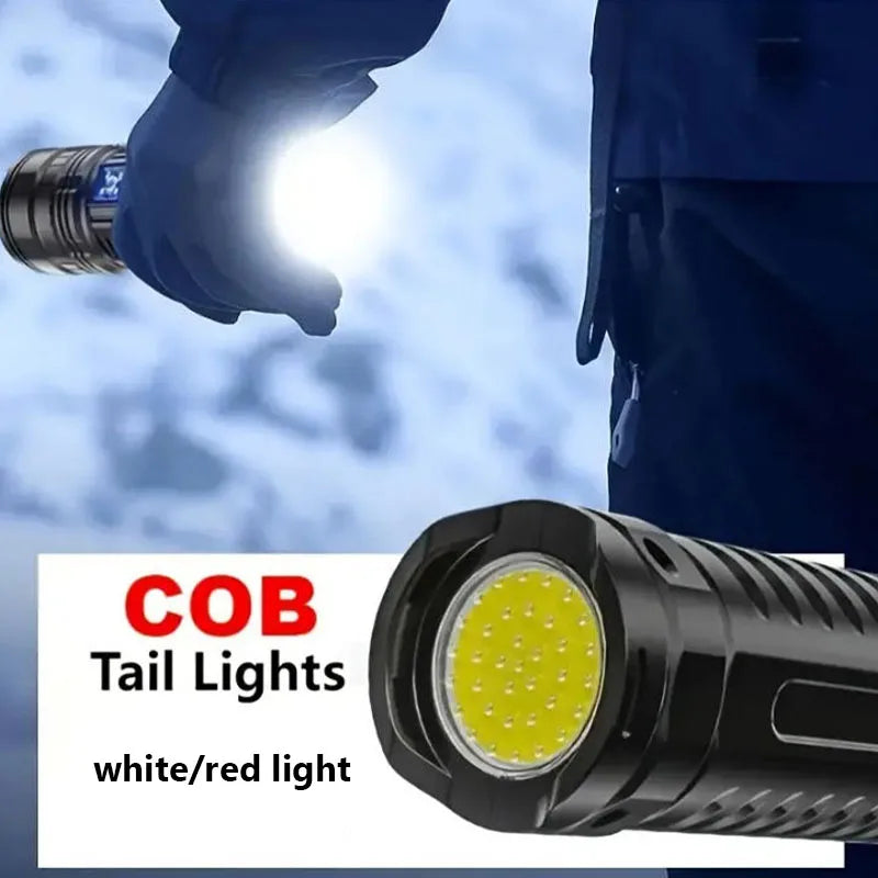 Most Powerful Rechargeable LED Flashlight Built-in 18650 Battery Long Range Tactical Torch Light For Fishing Hunting