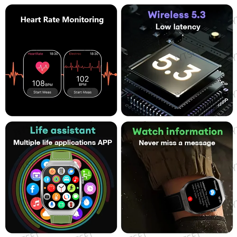 LAXASFIT 2.01 Inch Curved Screen Men's Smart Watch Bluetooth 5.3 HD Call Multiple Sports Modes Woman Smart Watch Holiday gifts