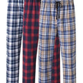 Men's 3Pcs Pajama Sleeping Pants Cotton Plaid Pjs, Long Plaid Print Sleepwear Pajama Pants with Elastic Waist Homewear