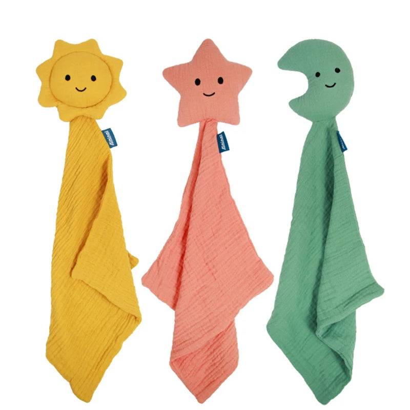 Baby Security Blanket Soft Cotton Muslin Comforter for Newborn Infant Sleeping Snuggle Toy Stuffed Animal Soothe Appease Towel