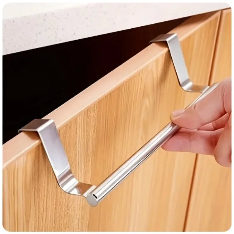 Towel Rack Over Door Stainless Steel Towel Bar Storage Organizer Bathroom Kitchen Cabinet Door Hanging Towel Rack