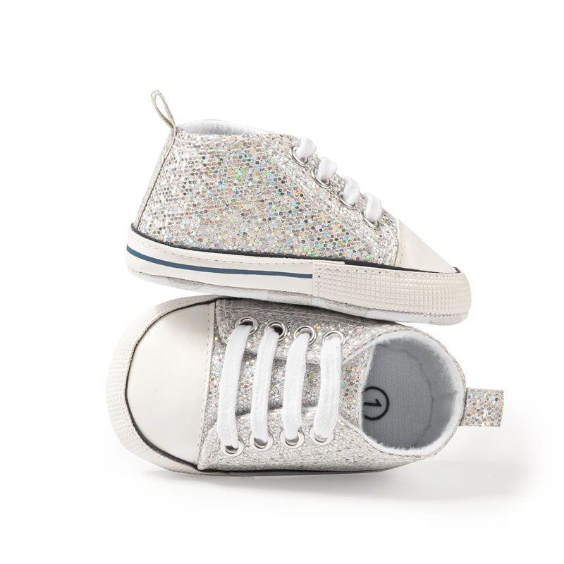 Newborn Baby Shoes Classic Sequins Canvas Cotton - View 2 | SAMAG