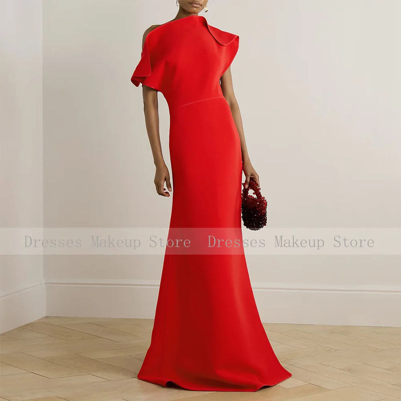 Customized Modern Evening Dress Red One Shoulder Mermaid | SAMAG