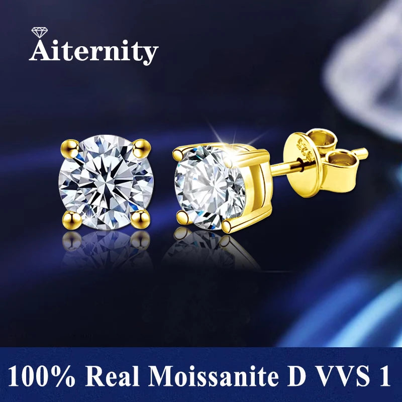 Promotion Moissanite Earrings for Women Pass Diamond Test Pen 100%  With Certificate Ear Studs 925 Sterling Silver Fine Jewelry