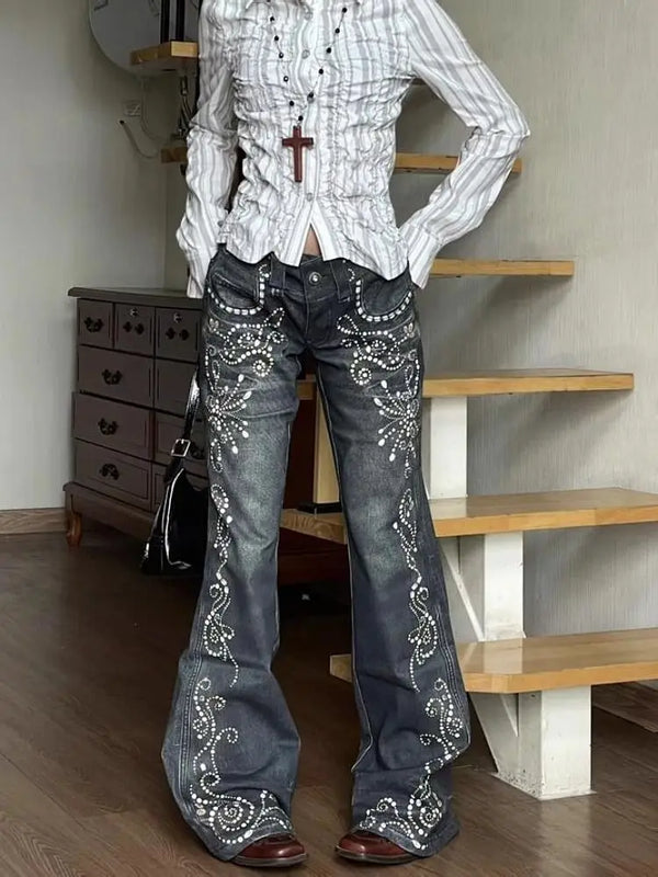 Jeans Women Y2k Pants Vintage Low Rise Bootcut Distressed Denim Trousers  Women  Design  Autumn Winter Fashion