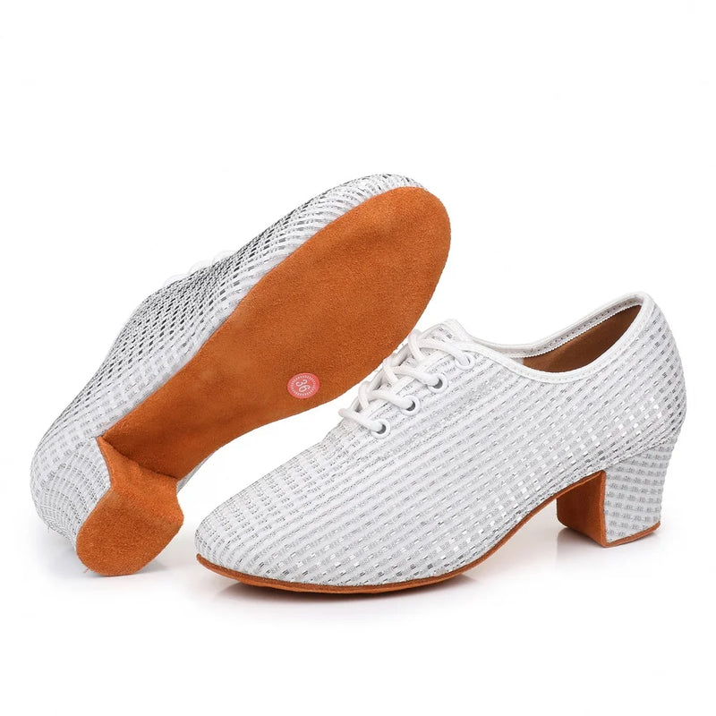 Women Dance Shoes Knitted Teacher Shoes Soft sole Low Heel Latin Training Shoes Ballet Dance Shoes Jazz Ballroom Sneakers Girls