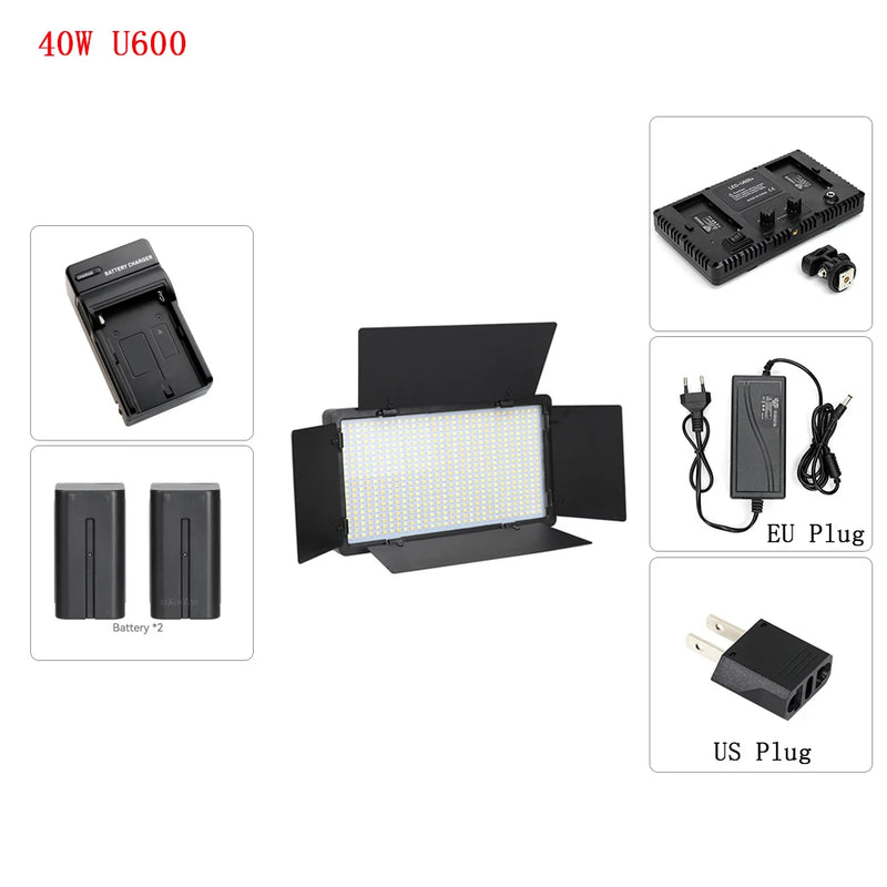 U800 U600 LED Photo Studio Video Light Recording Lighting Kit  Photography Panel Photographi Lamp For Youtube Game Live