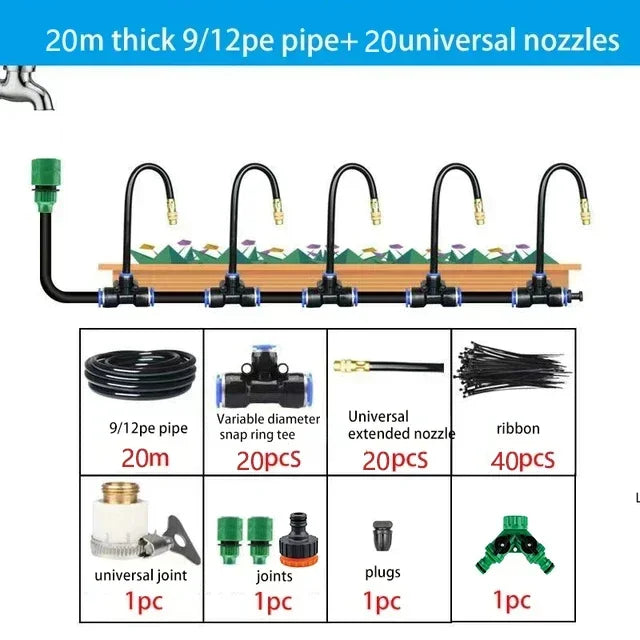 5-20M Universal Automatic Irrigation Sprinkler Kit Garden Balcony Atomization Sprinkler Watering Kits Rotating Copper Nozzle