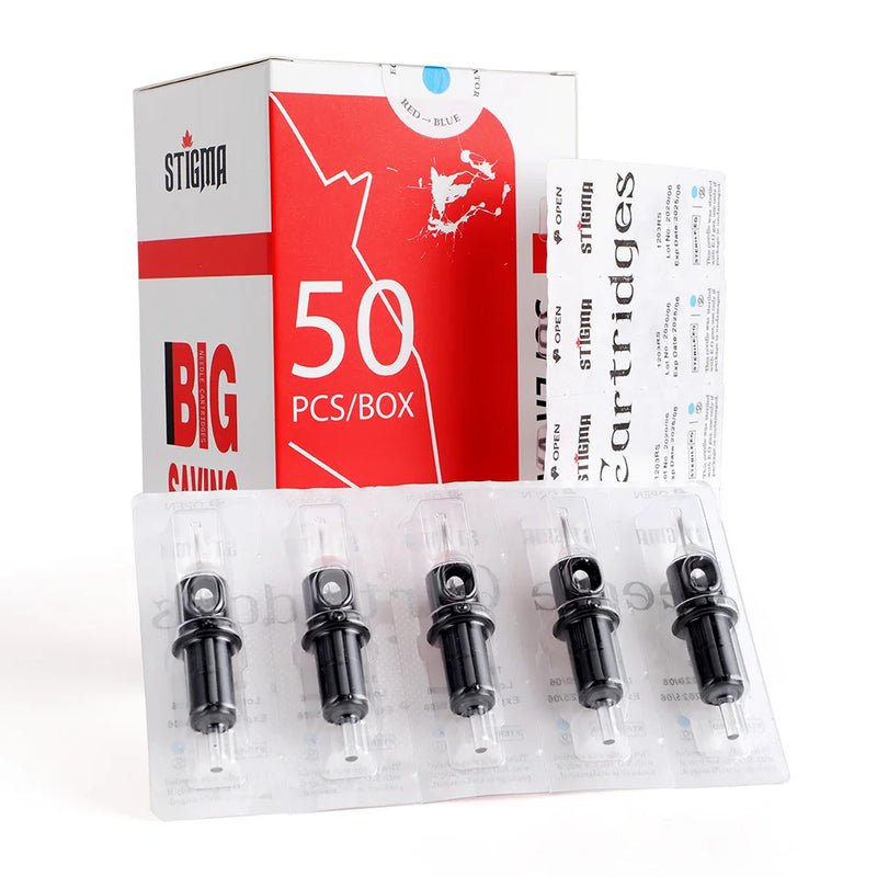 STIGMA 50PCS Mixed Professional Tattoo Cartridge Needles with Membrane Safety Cartridges Disposable Tattoo Needle