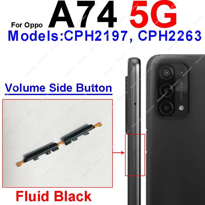 Power Button + Volume Side Button For OPPO A53 A53S A54 A54s A74 4G/5G Up Down Volume Power Side Keys Flex Cable Parts