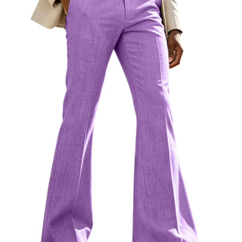 Men's Linen Flare Suit Pants Retro High Waist Slim Fit - View 7 | SAMAG