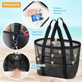 Extra Large Mesh Beach Bag, Swimming Bag for Children Beach Toy Baskets Portable Travel Storage Wash Bag Quick Dry Tote