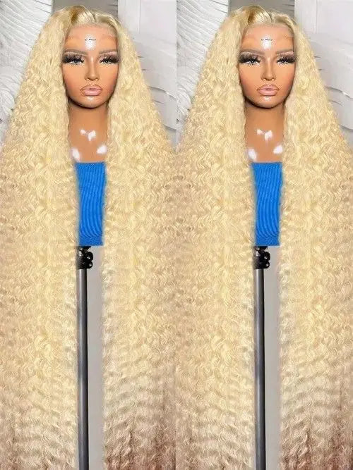 613 Deep Wave Frontal Wig 13x6 HD Water Wave Lace Front Wigs 220 Density 30 38 Inch Honey Blonde 13x4 Transparent Curly Lace Raw Remy Frontal Wig