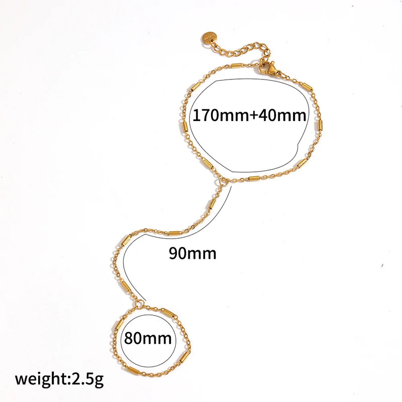 Fashion 18K Gold Plated Stainless Steel Zircon Ring Bracelet for Women Individualistic Daily Wear - Visuel 10 | SAMAG