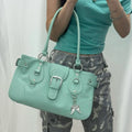 Korean Y2k Retro Pu Leather Large Capacity Handbag Mint Green Underarm Shoulder Bag Lipstick Wallet Storage Bags Woman Bag