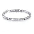 Luxury Simple Stainless Steel Single Row Geometric Square Glisten Full of Zircon Bracelet Women Men Hip Hop Fashion Jewelry Gift