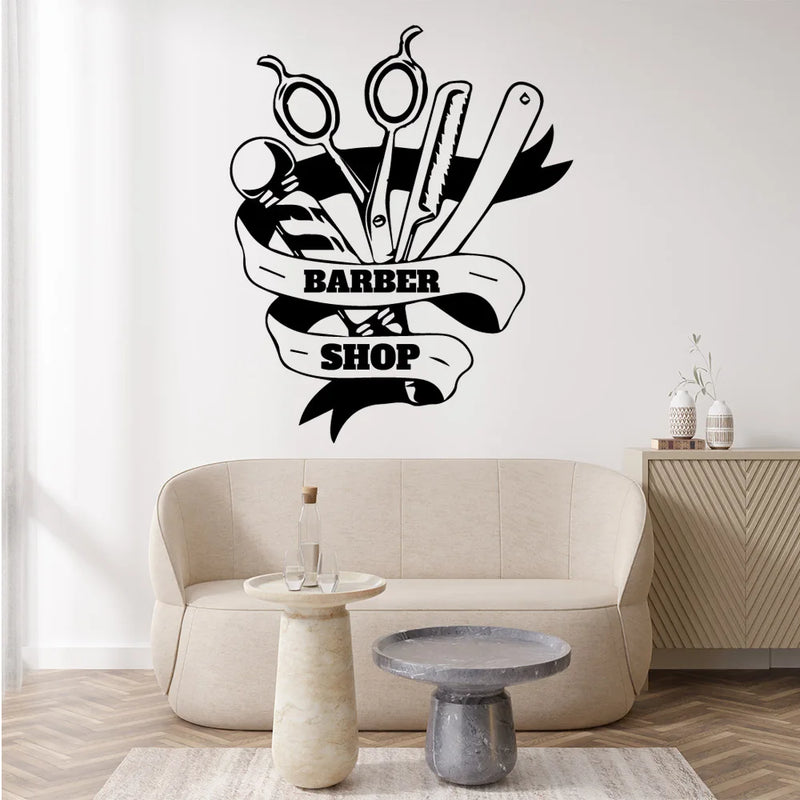 Barbershop Sticker Waterproof Vinyl Wallpaper Home Decor Removable Decor Wall Decals