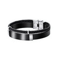 Custom Engraved Name Braided Rope Stainless Steel Bracelet, Personalised Engraved Text Twisted Rope Braided Leather Wristband