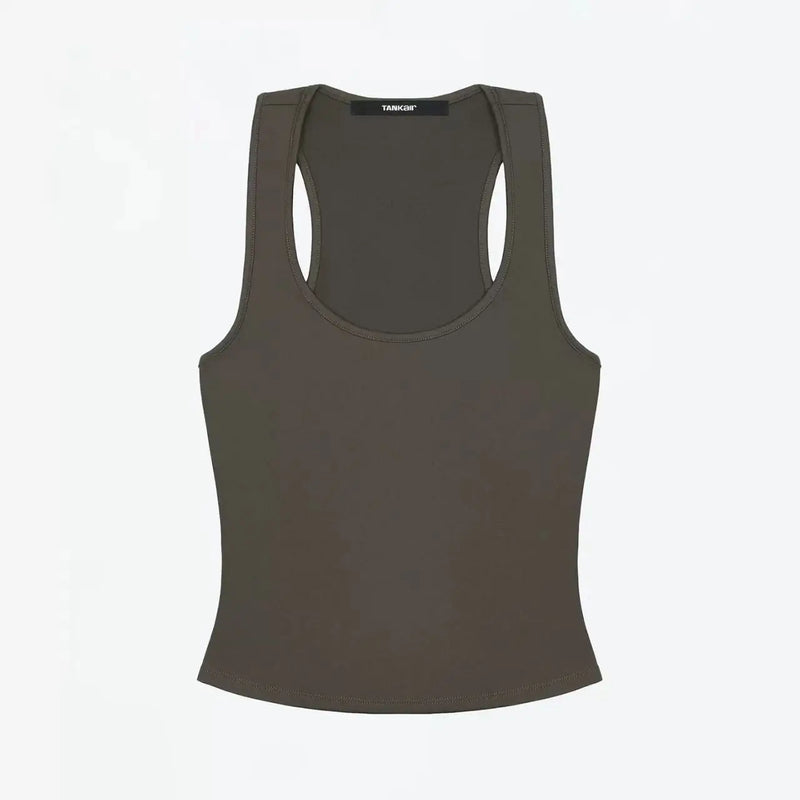 ANK Air Summer Top with Solid Color, Black and White Powder, Wide Shoulder Strap, I-Shaped Tank Top, Women's Sports, Daily Wear