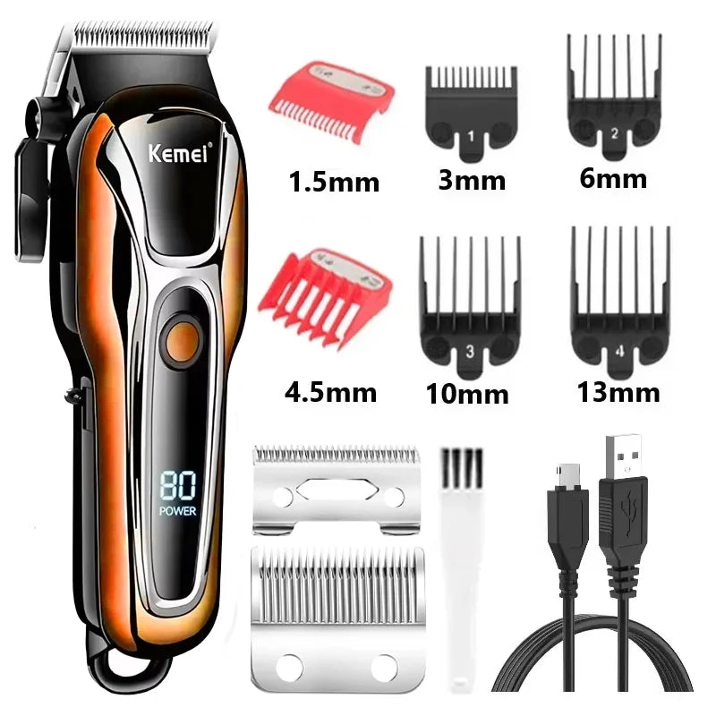 Kemei PG1990A Rechargeable Men's Hair Clipper Professional Cordless Men Hair Trimmer Hair Cutting Machine Barber for Men