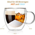 250ml Double Wall Transparent Glass Coffee Cup with Handle Double-layer Heat Insulation High Temperature Juice Milk Cup