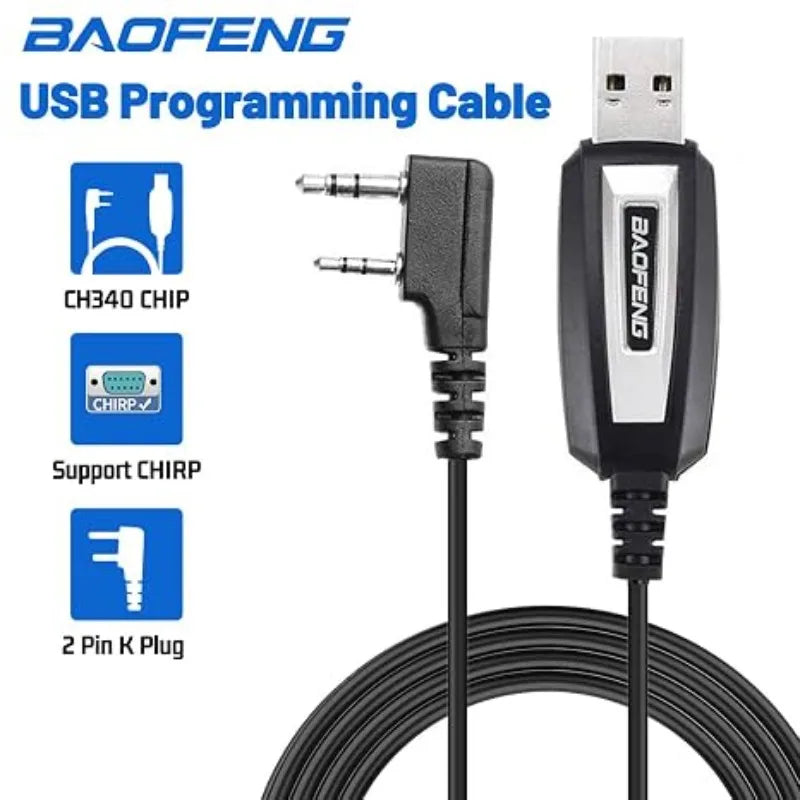 BAOFENG USB Programming Cable CH340 for UV-5R Mini BF-F8HP Pro DM32 UV32 AR-5RM UV-5G Plus GM-15 PRO Ham Radio Walkie Talkies