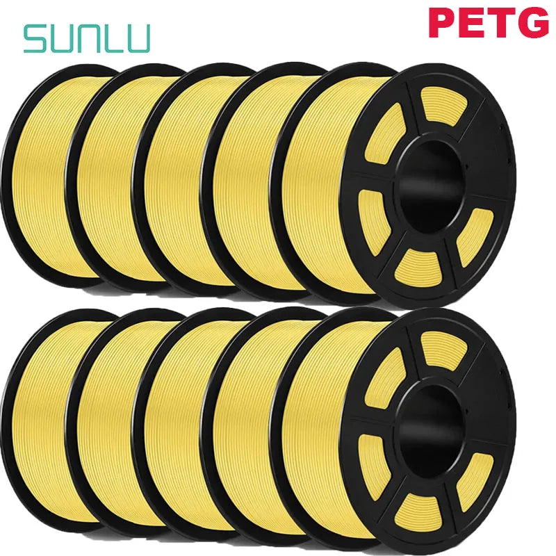 SUNLU PETG 3D Filament 1KG Biodegradable 1.75MM 10Rolls Bright Color Good Toughness Excellent Acid Alkali Weather Resistance