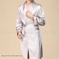 Men's Ice Silk Sleepwear Kimono Bathrobe Gown Long Robe Pajamas Two Piece Set Print Tiger Loose Casual Homewear Lounge Wear