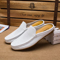 Summer Men's Shoes Casual Mens Breathable Loafers Leather Half Slipper for Men Slip on Lazy Driving Shoe