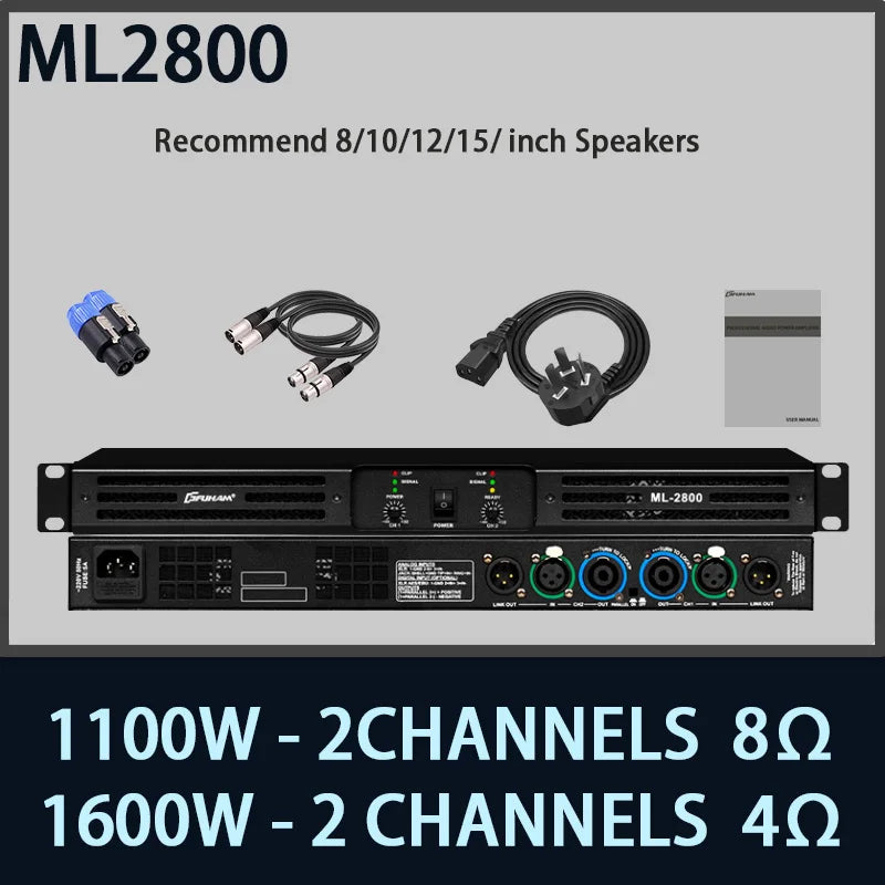 FUHAM KS2500 Digital Power Amplifier 2/4 Channel 8 Ohm 1200W Audio Amplifier Digital Amplifier Audio DJ Stage Performance