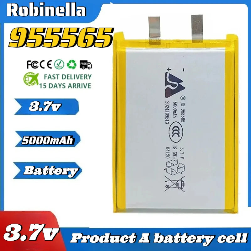 955565 Lithium Polymer Battery 3.7V 5000mAh Rechargeable Lipo Batteries for Mobile Power GPS Locator Camera Tablet PC DVD DIY