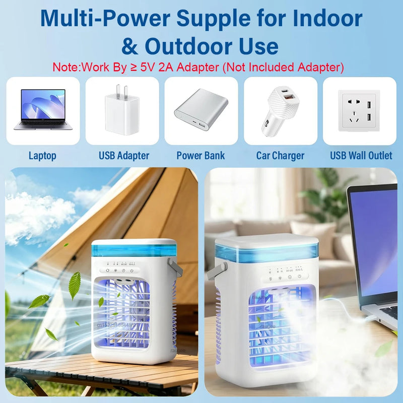 Portable Air Conditioner Fan USB Water Fan Desk Humidifier Fan Home Portable Air Cooler  Desktop Cooling Fan with Night Light